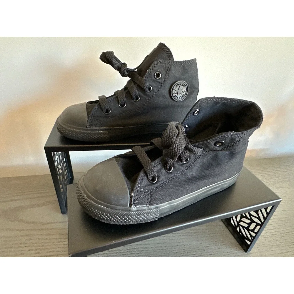 Converse Chuck Taylor All Star High Top Sneakers Monochrome Black Canvas Size 10